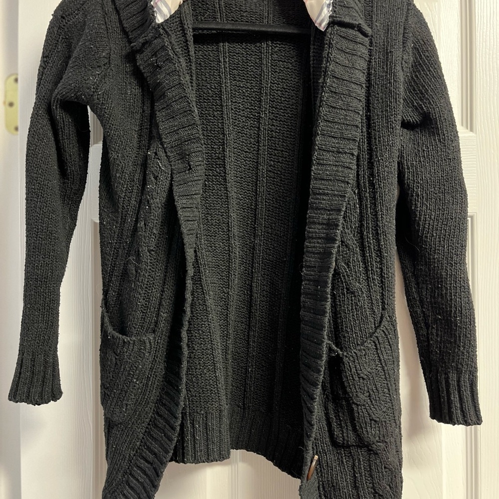 Cozy Black Knit Cardigan Sweater